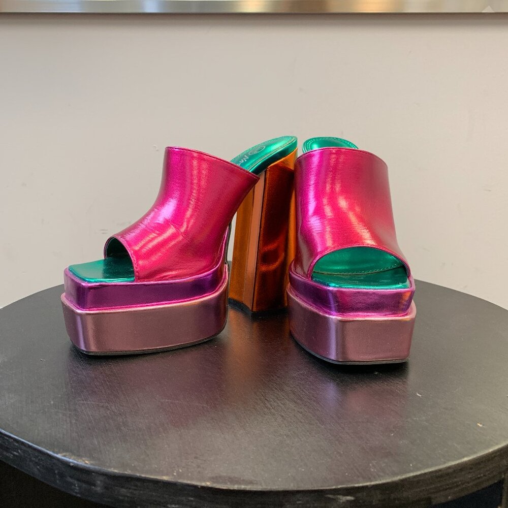 Rainbow Platform Disco Pumps